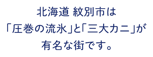 北海道 紋別市は「圧巻の流氷」と「うまいカニ」が有名な街です。